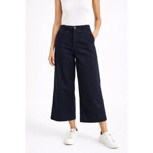 Old Navy Womens High-Rise Wide Leg Pants Black Size 4 Cropped Chino Trousers